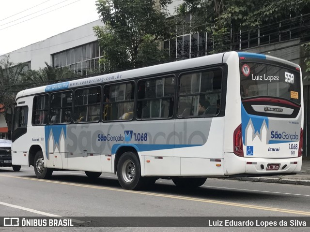 Icaraí Auto Transportes 1.068 na cidade de São Gonçalo, Rio de Janeiro, Brasil, por Luiz Eduardo Lopes da Silva. ID da foto: 11495725.