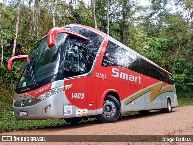 Viação Smart Transporte e Turismo 1403 na cidade de Iporanga, São Paulo, Brasil, por Diego Batista. ID da foto: 11497249.