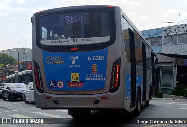 Transwolff Transportes e Turismo 6 6361 na cidade de São Paulo, São Paulo, Brasil, por Diego Cardoso da Silva. ID da foto: 11495753.