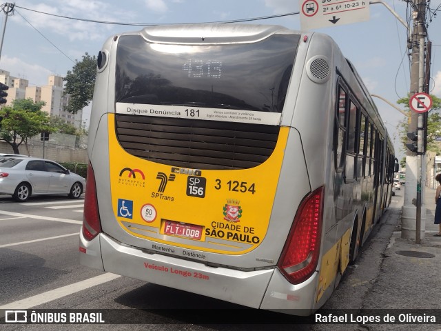 Viação Metrópole Paulista - Zona Leste 3 1254 na cidade de São Paulo, São Paulo, Brasil, por Rafael Lopes de Oliveira. Número da foto: #11497482.