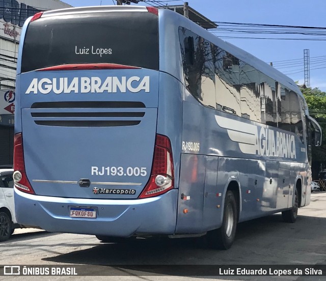 Viação Águia Branca RJ 193.005 na cidade de Rio de Janeiro, Rio de Janeiro, Brasil, por Luiz Eduardo Lopes da Silva. Número da foto: #11429946.