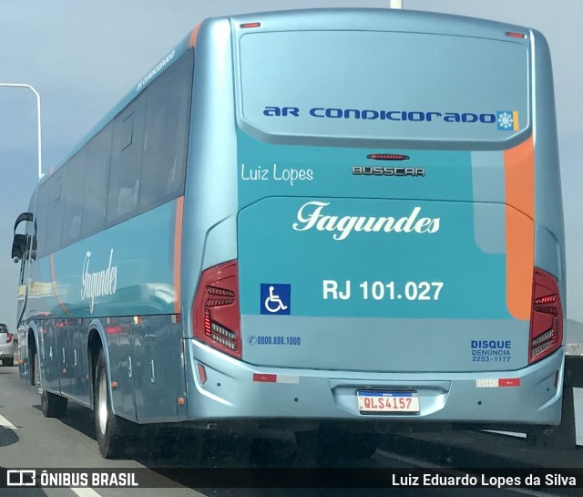 Auto Ônibus Fagundes RJ 101.027 na cidade de Rio de Janeiro, Rio de Janeiro, Brasil, por Luiz Eduardo Lopes da Silva. ID da foto: 11435239.